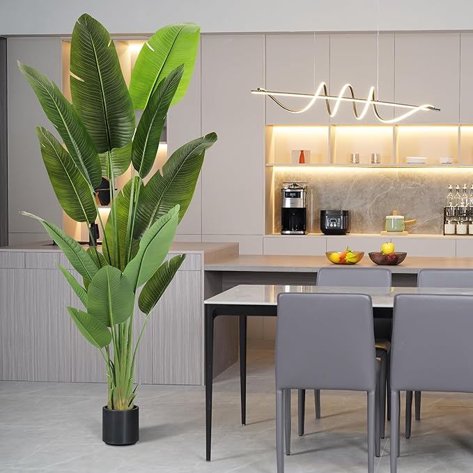 ProDeco Large Artificial Plants Indoor 7.2Ft Silk Bird of Paradise Big Tall Fake Tree Faux Green Silk Floor Potted Plants for Home Living Room Bedroom Office Decor (2 Pack)…