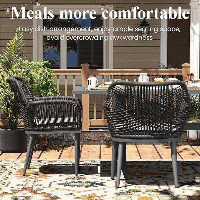 LayinSun Outdoor Dining Set for 10, 12 Pieces Patio Furniture Sets with Aluminum Dining Table and Rope Weave Chairs