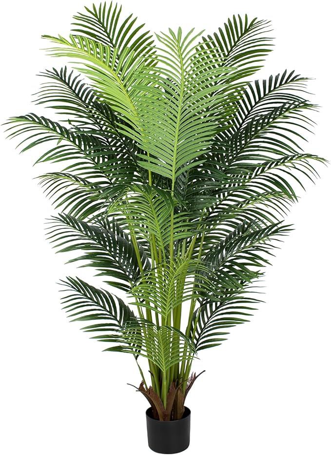 YEPDIN 6 Ft Artificial Tropical Palm Tree With 24 Removable Leaves - Large Faux Plant for Indoors and Outdoors, Silk Housewarming Gift, K185