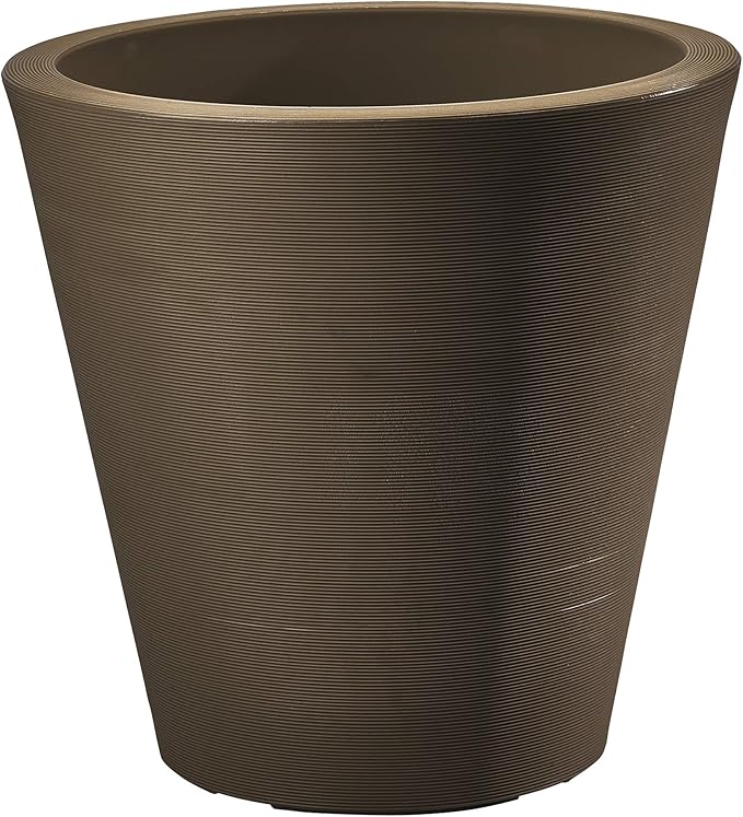 Crescent Garden Madison Planter– Weather-Resistant, Double Walled Indoor/Outdoor Plant Pot with Drain Hole – Large Plastic Plant Pot, 26" W (Mocha)