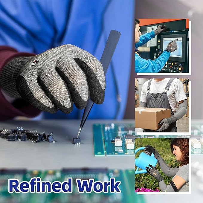 Schwer 6 Pairs ANSI A4 Cut Resistant Work Gloves with Extreme Lightweight & Thin, Sandy Nitrile Touchscreen Safety Working Gloves with Grip, 3D-Comfort Fit, Flexible and Breathable, XL, AR5918