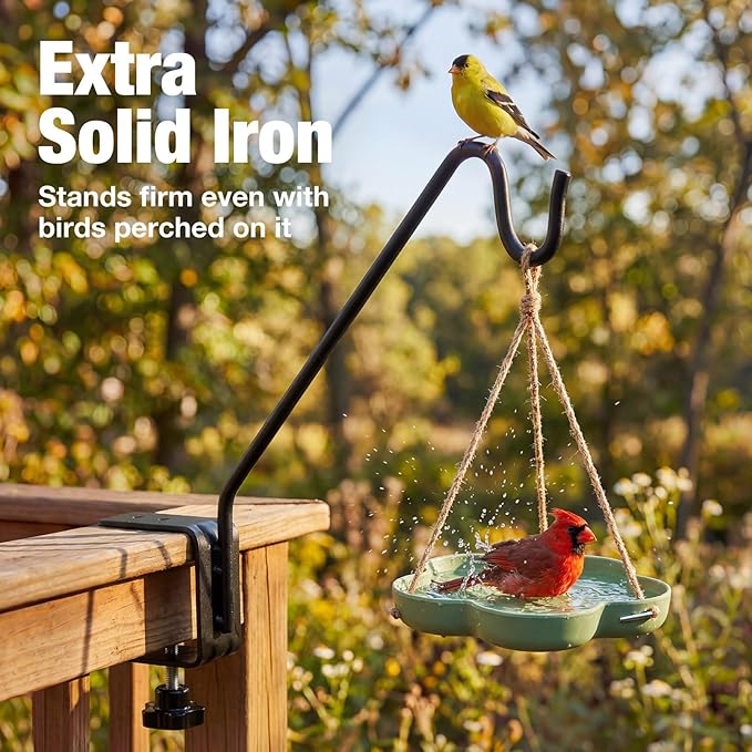 Kingsyard Middium Heavy Duty Deck Hook - 10 inch Metal Deck Railing Hooks for Hanging Bird Feeders, Planters, Suet Baskets, Lanterns, Wind Chimes