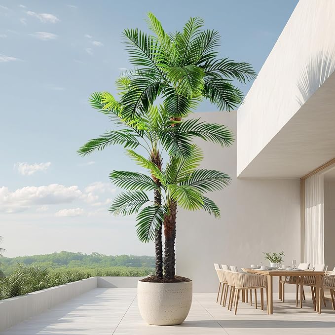 Erimda 9.1FT Artificial Phoenix Palm Tree Artificial Plants Indoor Outdoor Large Faux Coconut Silk Palm Tree Tropical Fake Tree Faux Sago Palm Plant for Modern Farmhouse Yard Outside Patio Poolside