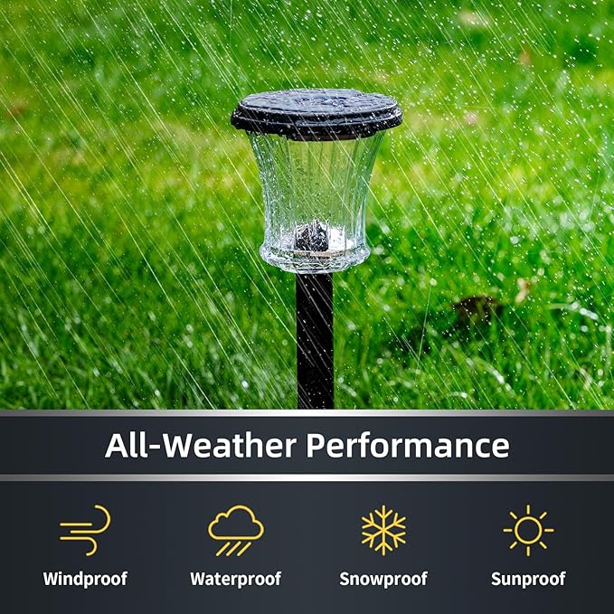 OPOIRA Glass Solar Pathway Lights Outdoor Waterproof, Decor Landscape Lighting with Modular Design, 3000K LED, Auto On/Off Solar Stake Light for Yard Garden Driveway Walkway Lawn, Warm White (6 Pack)