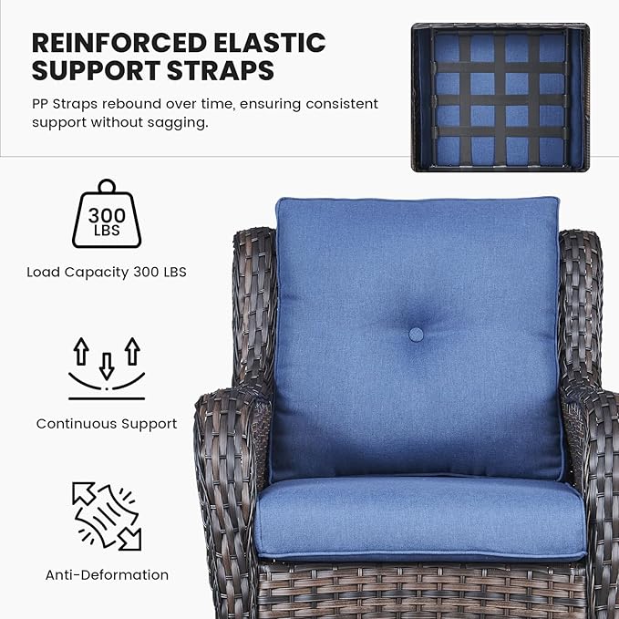 Belord Wicker Furniture 4 Pieces Outdoor Patio Furniture Set Patio Loveseat Sofa Set with Wicker Chairs and Coffee Table, Paito Conversation Set for Porch Garden Deck Balcony Poolside