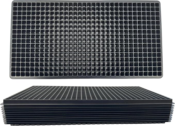 512 Cell Seedling Plastic Nursery Trays, 10 Pack, Thick Durable Germination Plug Trays, 5120 Cells Reusable Plant Propagation