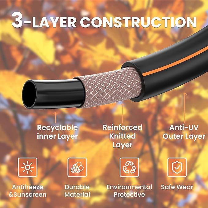 Giraffe Tools Garden Leader Hose 10ft x 5/8", Short Water Hose Heavy Duty, Flexible, Lightweight Hybrid Hose with Swivel Handle, Male to Female Fittings, Burst 600 PSI