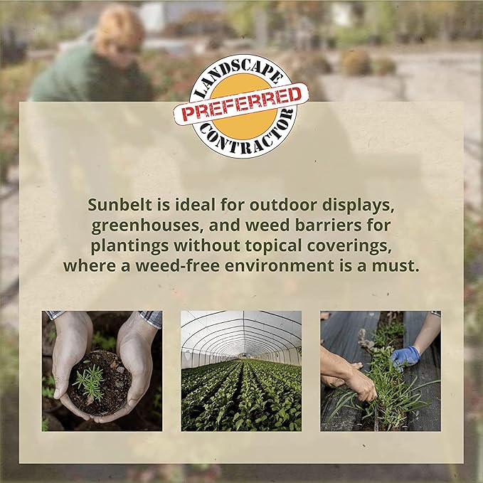 Dewitt Sunbelt Weed Barrier Fabric 3.2 oz, 4 x 300 Feet – Heavy-Duty Ground Cover Mat for Greenhouse Floors, Garden Rows, Raised Beds, Yard Gardening, and Outdoor Landscape Protection