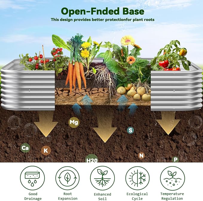 3 Pack 8x4FT Corrugated Galvanized Steel Raised Garden Bed Outdoor, Metal Above Ground Garden Bed for Vegetables and Flowers, Raised Beds for Gardening