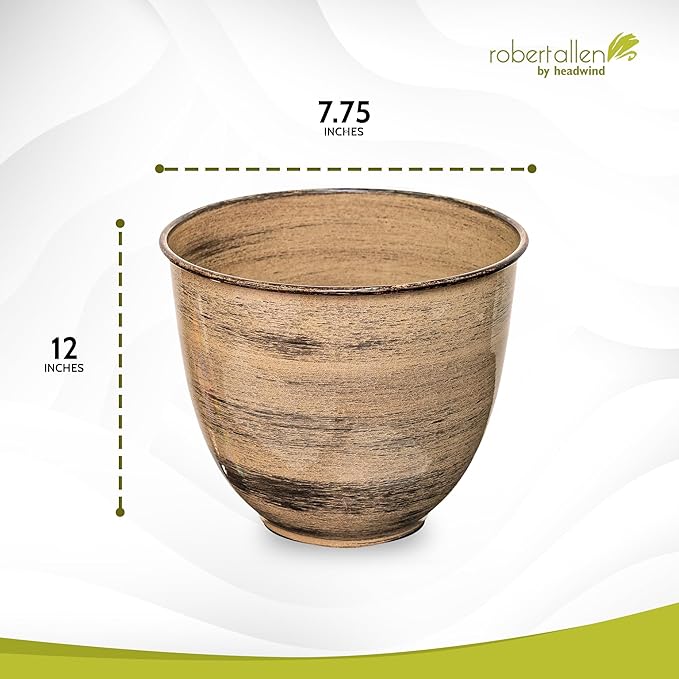 Headwind Glazed Ironstone Hamilton Collection Decorative Plant Pot – 12" Sandstone Beige Pot – Lightweight & Durable with Drainage Flower Pots for Indoor Plants & Outdoor Planter Use by Robert Allen