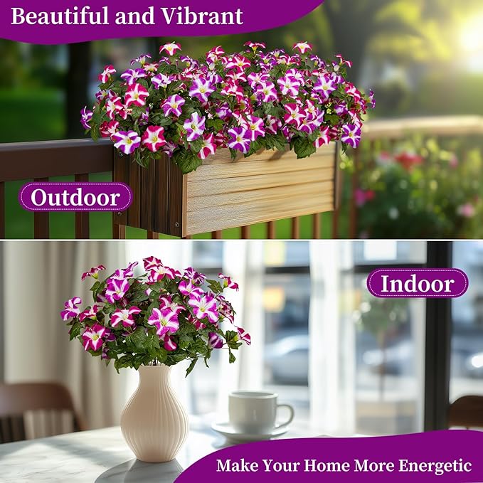 Brlita 19 Inch Artificial Flowers for Outdoor Indoor Garden Home Decoration,Faux Flower for Home Office Garden Patio Balcony 4 Bundles (Double Red Lotus)