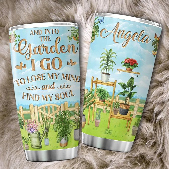 Personalized Coffee Tumbler Gardening Custom Name Birthday Gifts For Women Adults Mom Girls Grandma Plant Travel Mug With Lid Insulated Cup Cold Steel Tumblers Inspirational Quote