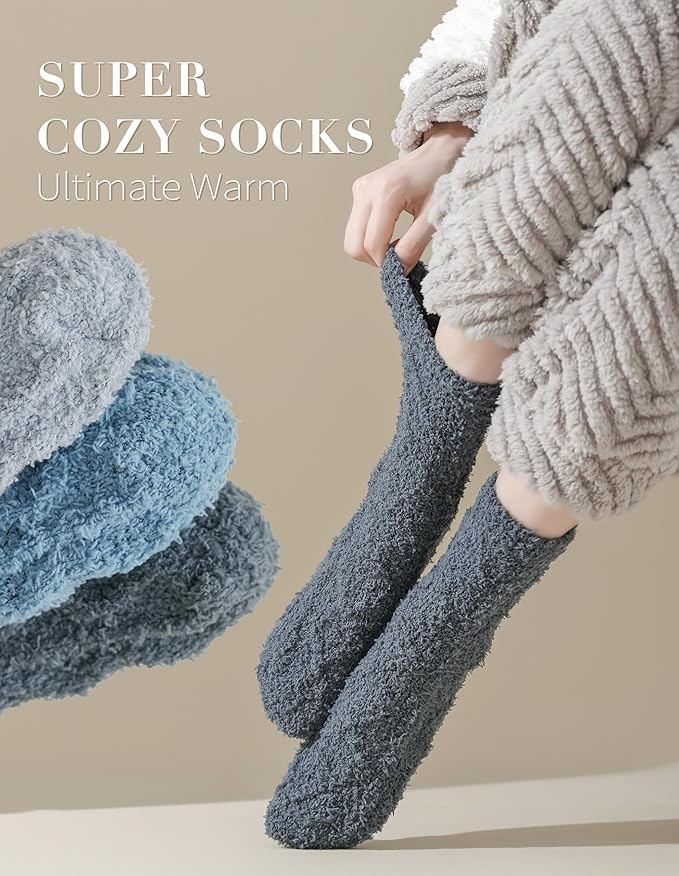 TEHOOK Warm & Cozy Valentines Gifts for Women, Fluffy Fuzzy Plush Sleeping Slipper Socks - Soft Warm Fabric