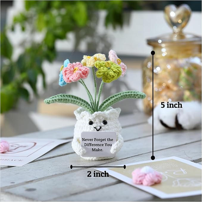 YOOJEE Forget-Me-Not Crochet Flower Potted Plant Gift