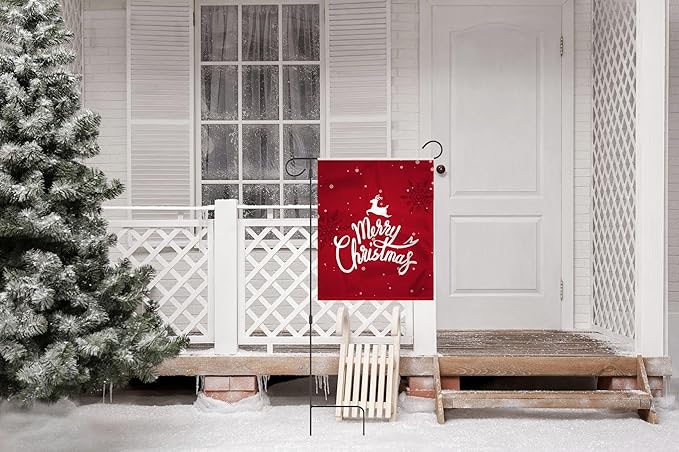 AGAS Merry Christmas Elk Deer Outdoor Flag 12 x 18 Inch - Winter Yard Flag, 200D Nylon for Outdoor Garden Porch Pillar Terrace Lawn Decoration Flag - No Pole Included
