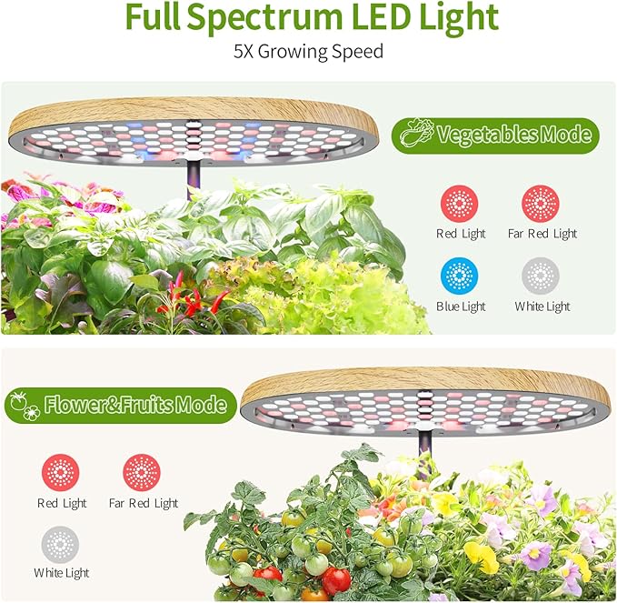 DRYADES 12 Pods Hydroponics Growing System Indoor Herb Garden with LED Growth Lamp Smart Water Pump Plant Germination Kit (No Seeds) Home Kitchen, Gift Ideas for Women Men