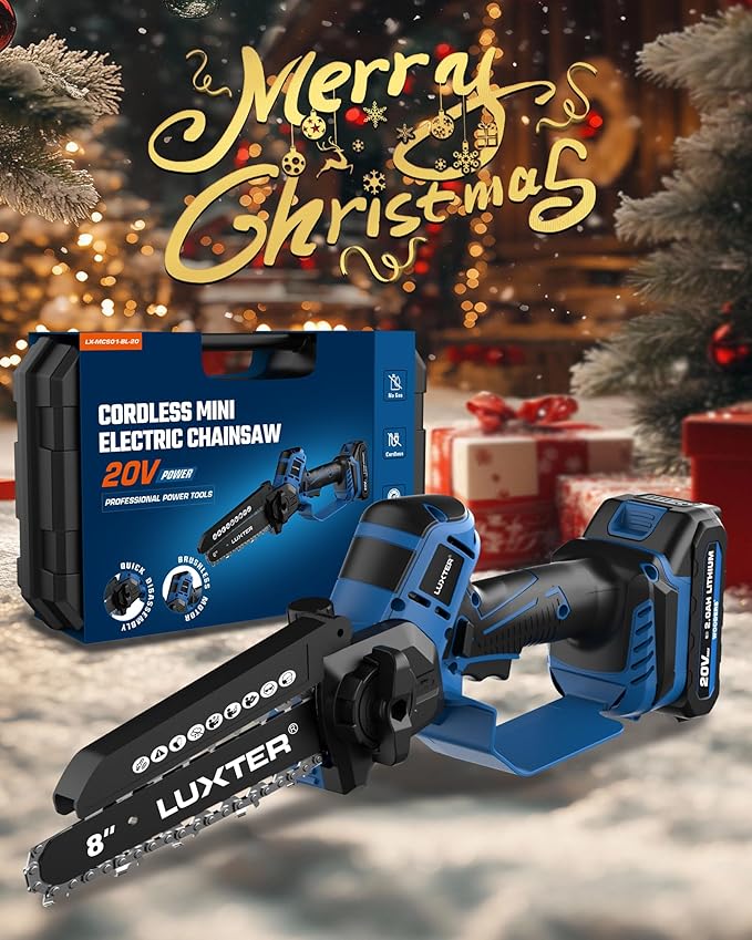 LUXTER Mini Chainsaw Brushless 8 inch & 6 inch Compatible with Makita 18V Batteries Chain Saw 2 x 2.0Ah Battery Small Handheld Saw Lightweight for Trimming & Wood Cutting Gardening Power Tool