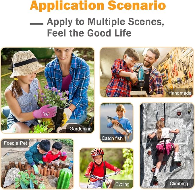 5 Pairs Kids Gardening Gloves Yard Work Gloves Children Soft Safety Rubber Coated Gloves for Toddlers Youth Girls Boys Children (6-8yr M)