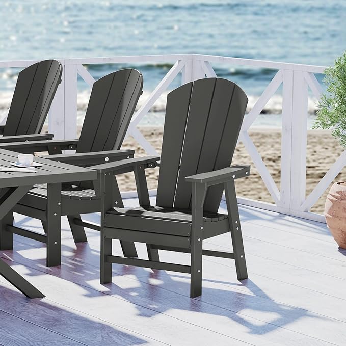 WestinTrends Malibu Malibu Outdoor Patio HDPE Plastic Adirondack Dining Chair Gray