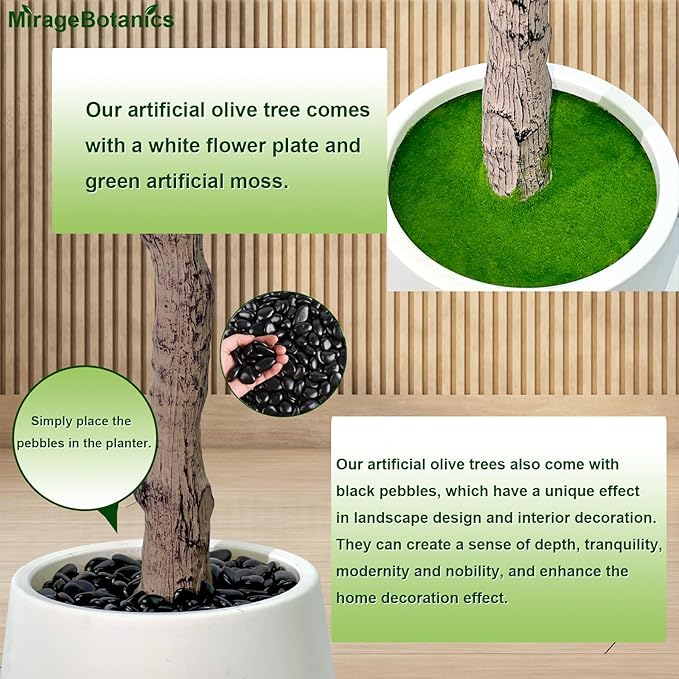 Artificial Olive Trees Indoor,Faux Olive Tree with White Planter Pot,Artificial Plants Lifelike Fruits for Home Office MeetingRoom Living Room Indoor Outdoor Decor(7ft)