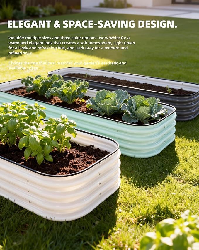 DaisyVibe Raised Garden Bed Kit, Planter Raised Garden Boxes Outdoor, Oval Large Metal Raised Garden Beds for Vegetables Flowers (Green, 6.5ftx2ftx1ft)