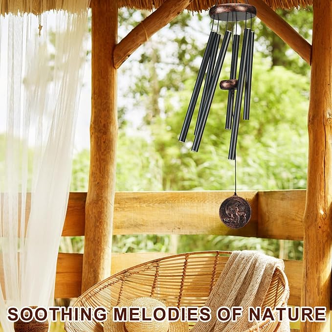 Gabzart Wind Chimes for Outside, Vintage Deer Deep Tone Wind Chime Outdoor Clearance, Patio Porch Balcony Decoration, Garden Hanging Decor for Women Mom Grandma (32" Deer)