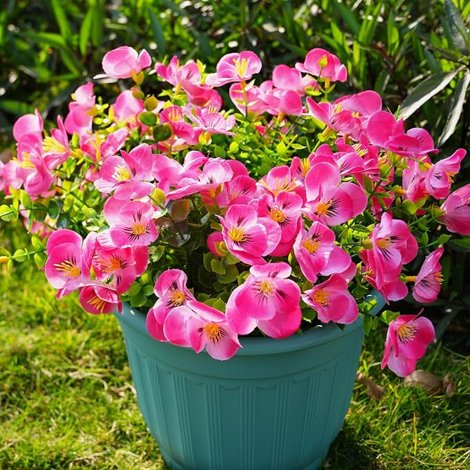 Artificial Flowers for Outdoor, 14 Bundle UV Realistic Fake Faux Plastic Flowers for Outside Indoor Porch Patio Window Box Planter Home Decor