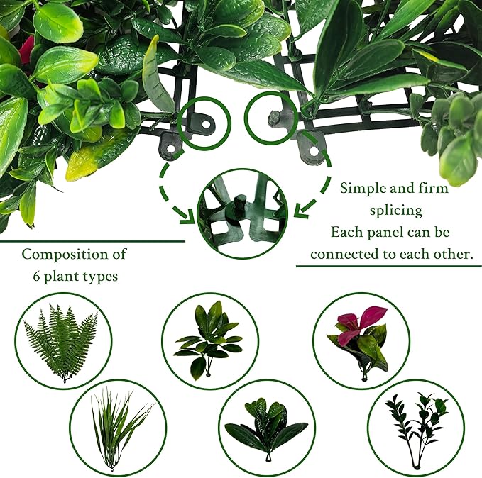 ODTORY Artificial Grass Wall Backdrop Panels: 40×40 in UV-Anti Greenery Boxwood Panels for Indoor Outdoor Green Plant Wall Decor & Ivy Fence Covering Privacy