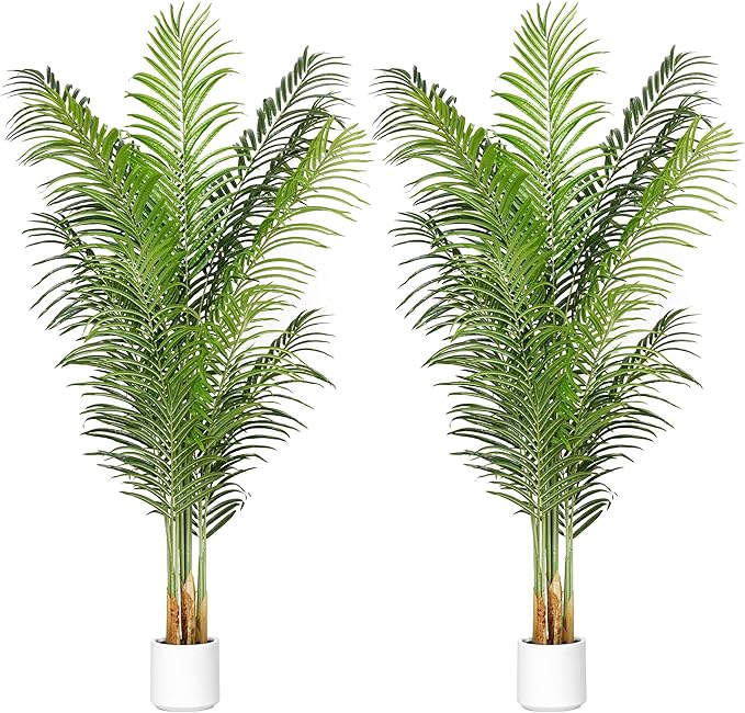 ProDeco Artificial Palm Tree for Home Decor Indoor 6Ft Large Tall Fake Plants Faux Tropical Areca Palm Silk Floor Plant in Pot Living Room Office Garden Decoration Housewarming Gift (2, 6 Feet)
