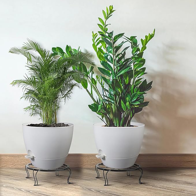 UOUZ 12inch 2Pack Large Self Watering Planters, Plastic Plant Pots with 60oZ Removable Deep Reservoir and Multi Mesh Drainage Holes for Indoor Outdoor Garden Plants and Flowers, White
