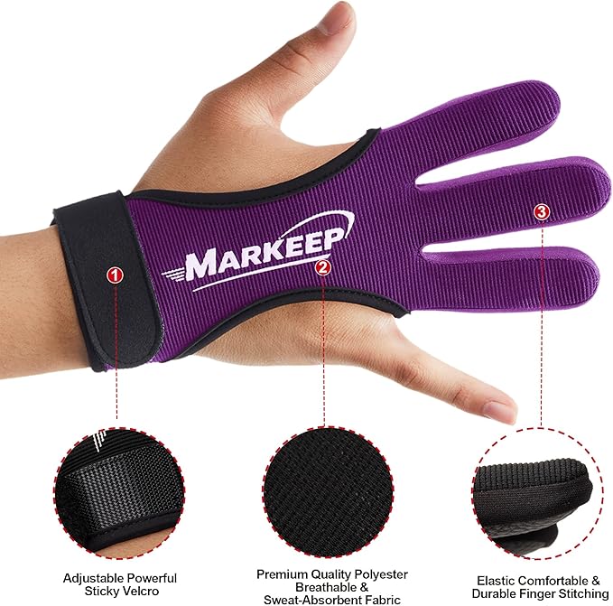 Archery Gloves 2 Pack Shooting Hunting Leather Guard 3-Finger Guard for Youth Adult Man Woman and Beginner Recurve Arrow Bow Archery Protective Gear Accessories