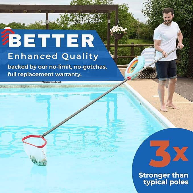 ProTuff 12ft Heavy Duty Telescopic Pool Pole – Unconditional Lifetime Replacement - Instant & Reliable Extension - Universal Fit for Nets, Skimmers, Brushes & Vacuums - Anti-Slip, Comfort Grip