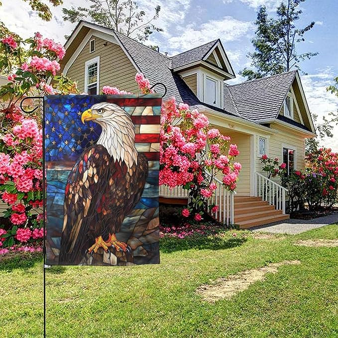 Glass Print Garden Flag 12x18 Inch Double Sided All-Weather Polyester Outdoor Flag For Patio Lawn Yard And Garden Welcome Decor