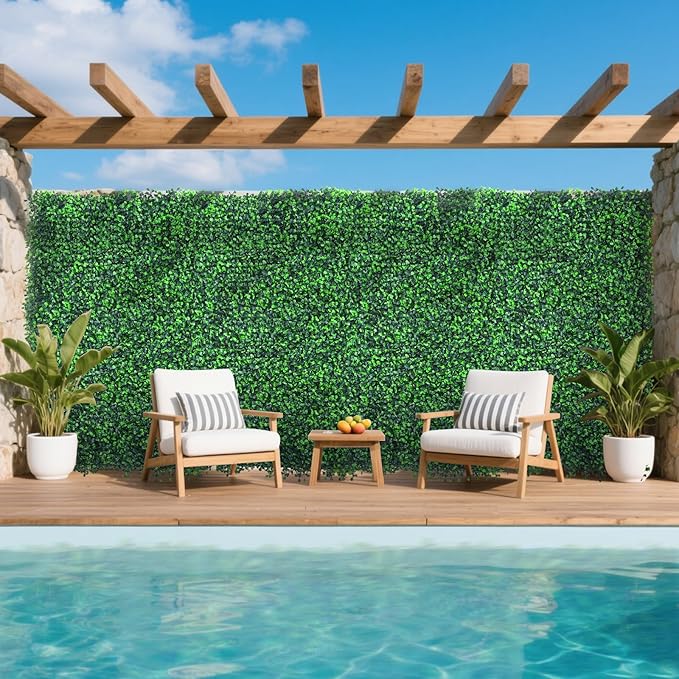 Yangrass Boxwood Roll Panels, 48"x140" Artificial Ivy Privacy Fence Screen, UV-Anti Faux Boxwood Roll Grass Wall Panels for Garden Patio Balcony Privacy