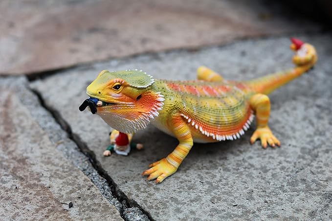 Mischievous Bearded Dragon Gnome - Funny Realistic Unique Garden Gnomes Massacre - Great Gardening Reptile Lizard Beardie Statue Figurine Decoration - Knome Lawn Ornament Figure Sculpture - 11"