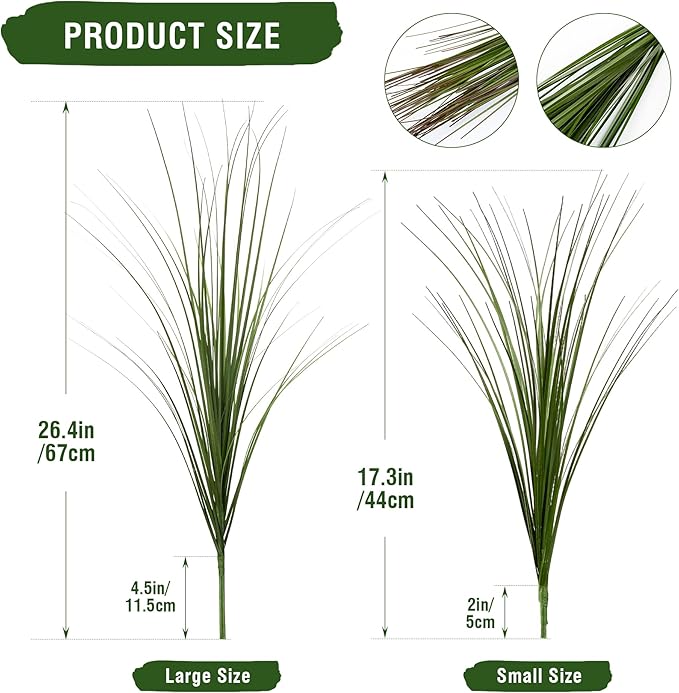 Uqueeten 12PCS Fake Plants Artificial Wheat Grass Greenery Plastic Plants Fake Grass Artificial Plants for Outdoor Decor Artificial Grass Plant with Greenery Stems for Indoor Home Decoration 26.4"