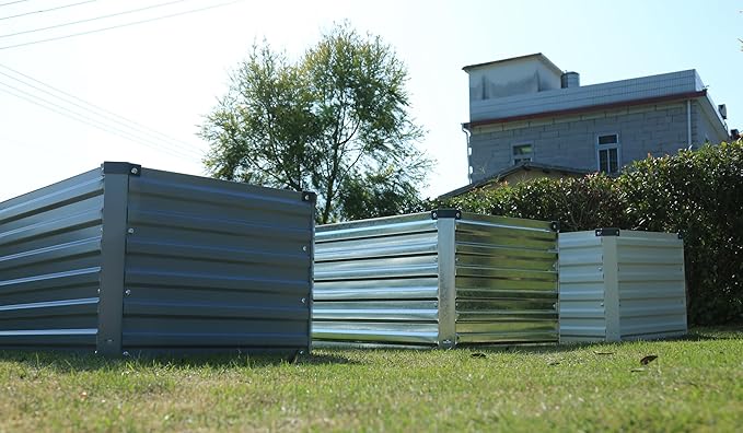 8x3x1.5FT Galvanized Raised Garden Bed Outdoor for Vegetables,Galvanized Planter Boxes Metal Raised Beds for Gardening