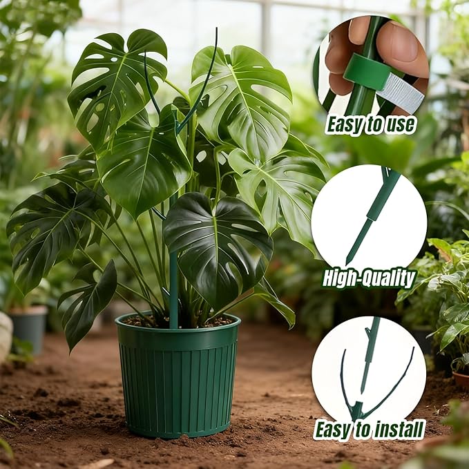 Monstera Plant Support,10 Pack Stackable Garden Plant Stakes for Indoor & Outdoor Plants,Adjustable Climbing Plant Support Poles,Durable Plant Holder for Tall Potted Plants,Vines & Growing Greens