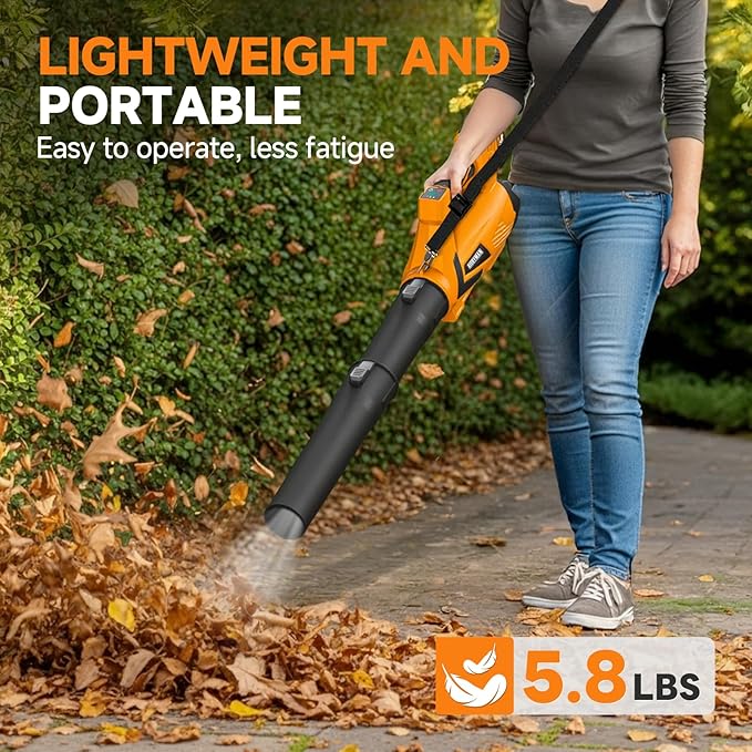 Alloyman 40V Battery Powered Leaf Blower Cordless with 2×2.0Ah Battery and Charger, 650CFM Brushless Handheld Blowers, 3 Speed+Turbo Mode Electric Leaf Blower for Lawn Care, Leaves, Dust, Snow
