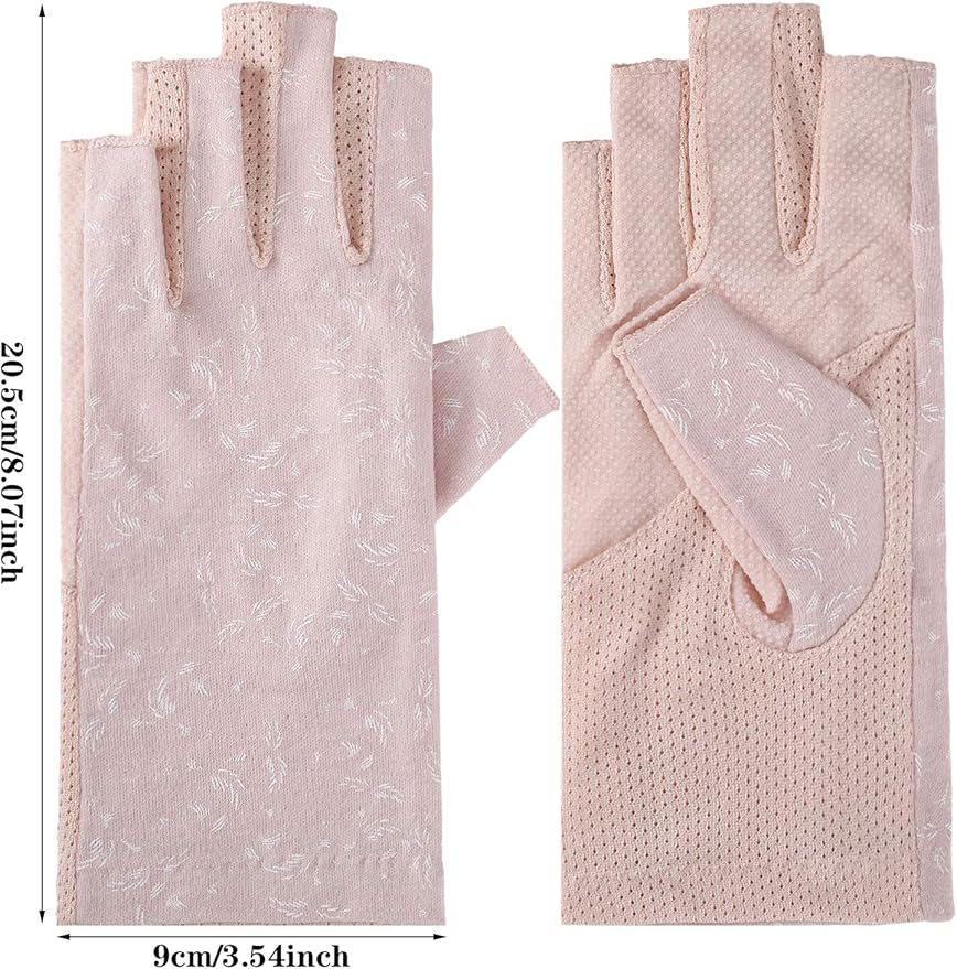 SATINIOR 4 Pairs UV Protection Sun Fingerless Driving Gloves for Women Sunscreen Sunblock Non Slip Gloves for Nail Manicure