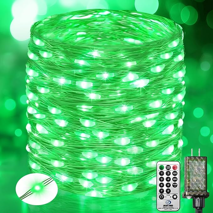 btfarm Fairy Lights Plug in with Remote, 33FT 100 LED Outdoor Twinkle Lights Waterproof with Timer, 8 Modes Indoor String Lights for Bedroom Patio Garden Wedding Christmas Decoration, Green