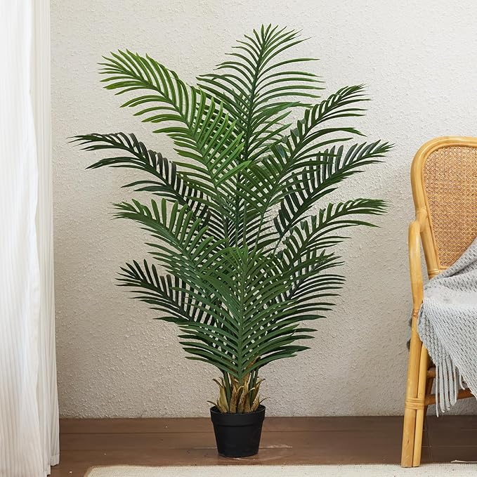 VeriNatural Artificial Palm Tree 4FT Tall Palm Trees UV Resistant Fake Plant Large Potted Faux Tropical Areca Palm Floor Plants for Indoor Outdoor Home Living Room Porch Patio Decor 2 Pack, VN125