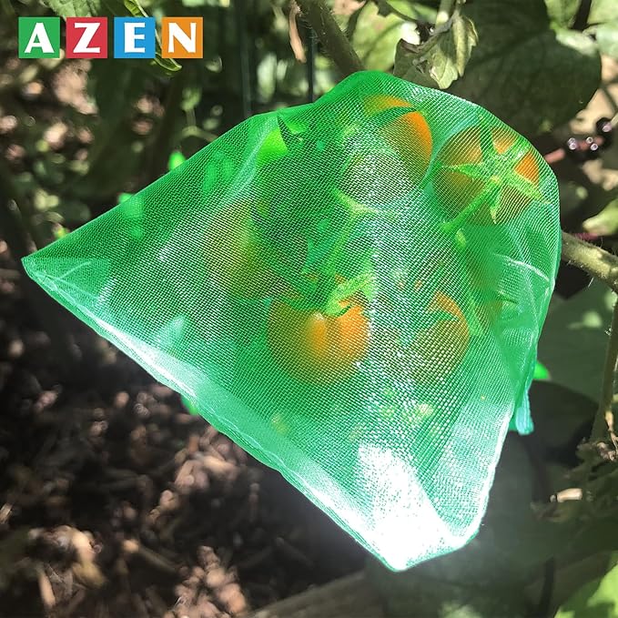 250 Pcs Fruit Protection Bags, 6.5×9 Inches Fruit Bags for Fruit Trees, Green Fruit Netting Bags Cover Bags Drawstring Mesh Fruit Protectors Pest Barrier for Tomato Mango Trees Veggies Garden