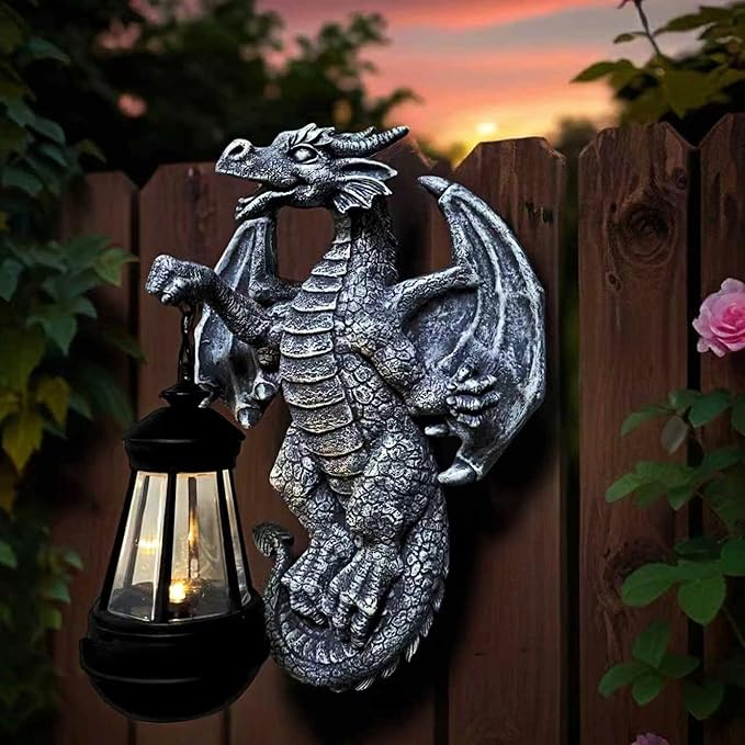 Dragon Tree Hugger Garden Decor Solar Dragon Lamp Lantern Statues Lawn Ornaments for Outside Patio Balcony Yard Unique Housewarming Gifts