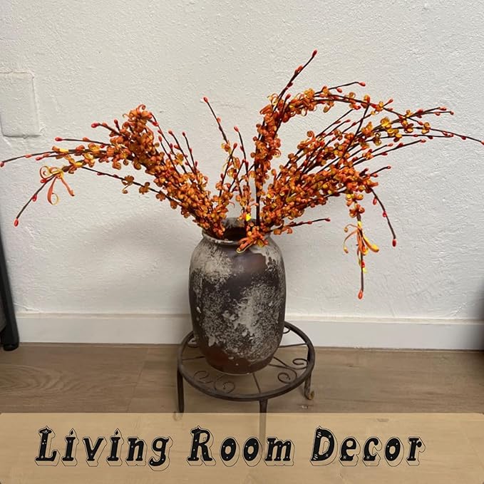 5 Pcs 29.5" Long Fake Fall Flowers Burnt Orange Jasmine Fall Floral Stems for Wedding Bouquets Dried Autumn Orange Fake Flowers for Vases Home Parties