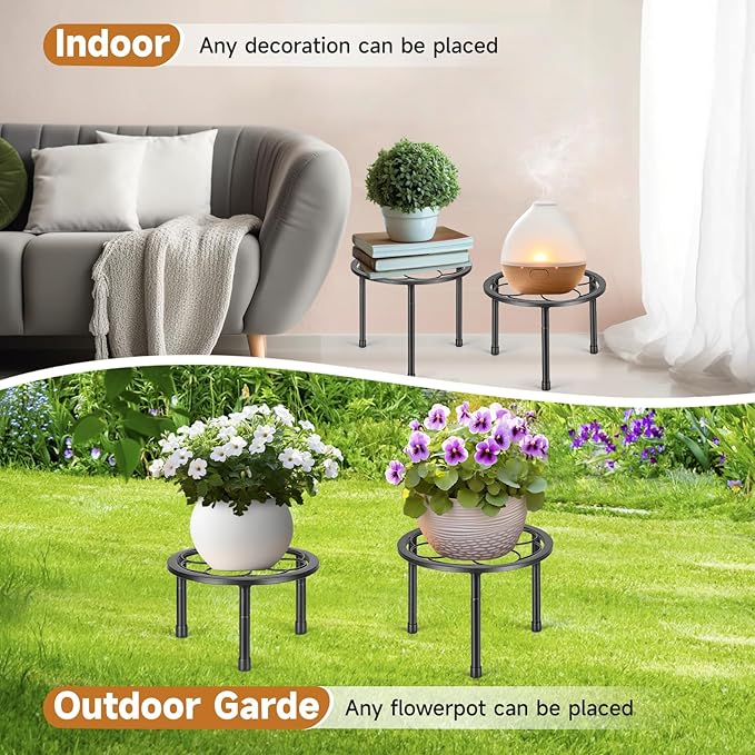 Amaoot 5 Pack Metal Plant Stand, Iron Plant Stands for Indoor and Outdoor, Flower Pot Stands for Multiple Plant, Black Potted Plant Holder for Garden Home