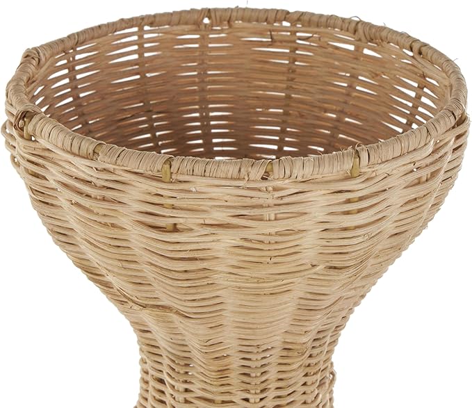 Deco 79 Rattan Handmade Decorative Vase Woven Hourglass Centerpiece Vase with Dome Base, Vase for Home Decoration 8" x 8" x 16", Brown