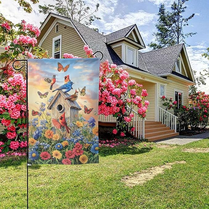 Bluebird Garden Flag 12x18 Inch Double Sided All-Weather Polyester Outdoor Flag For Patio Lawn Yard And Garden Welcome Decor