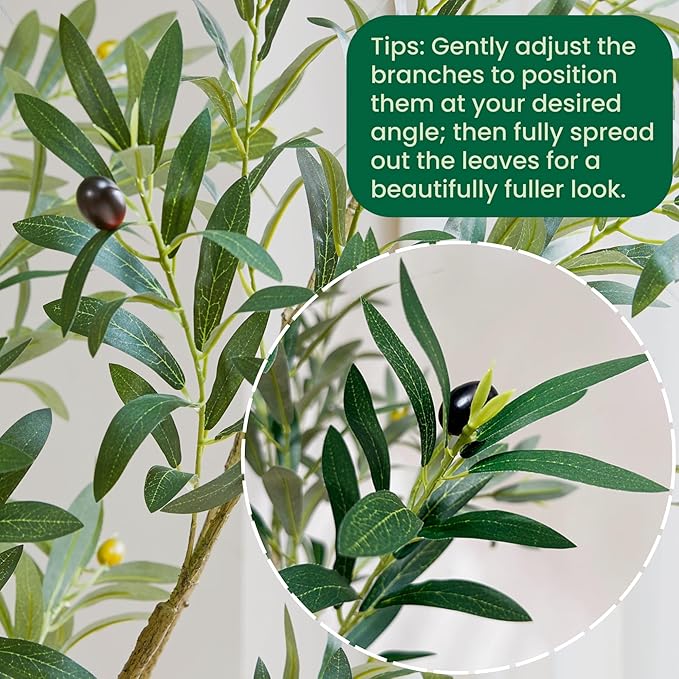 8.5ft Artificial Olive Tree in Pot, Large Faux Silk Tree with Lifelike Leaves & Fruits, Realistic Indoor Outdoor Fake Plant for Home Office Decor, Ready to Display