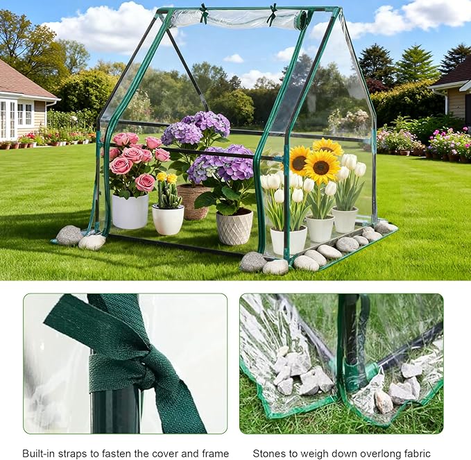35x35x36 Mini Greenhouse, Portable Green House for Outside, Greenhouses Kit for Outdoor Indoor Thicken PVC Cover (Clear Cover, 2.9x2.9x3 FT)